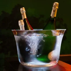 Ø 37.9 x H 24 cm - Italesse Plaza Champagne Bucket For 5 Bottles In Acrylic With LED Base
