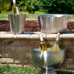 Ø19.5 x H.22 cm - Portofino Double Wall Satin Steel Bottle Holder Bucket