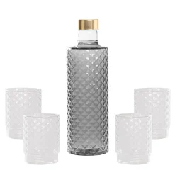 Zafferano Isolano Set Bicchieri e Bottiglia In Vetro Borosilicato - Set 5 Pz