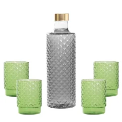 Zafferano Isolano Set Bicchieri e Bottiglia In Vetro Borosilicato - Set 5 Pz