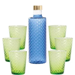 Zafferano Isolano Set Bicchieri e Bottiglia In Vetro Borosilicato - Set 7 Pz