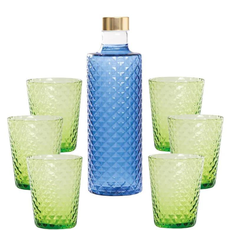 Zafferano Isolano Set Bicchieri e Bottiglia In Vetro Borosilicato - Set 7 Pz