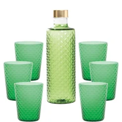 Zafferano Isolano Set Bicchieri e Bottiglia In Vetro Borosilicato - Set 7 Pz