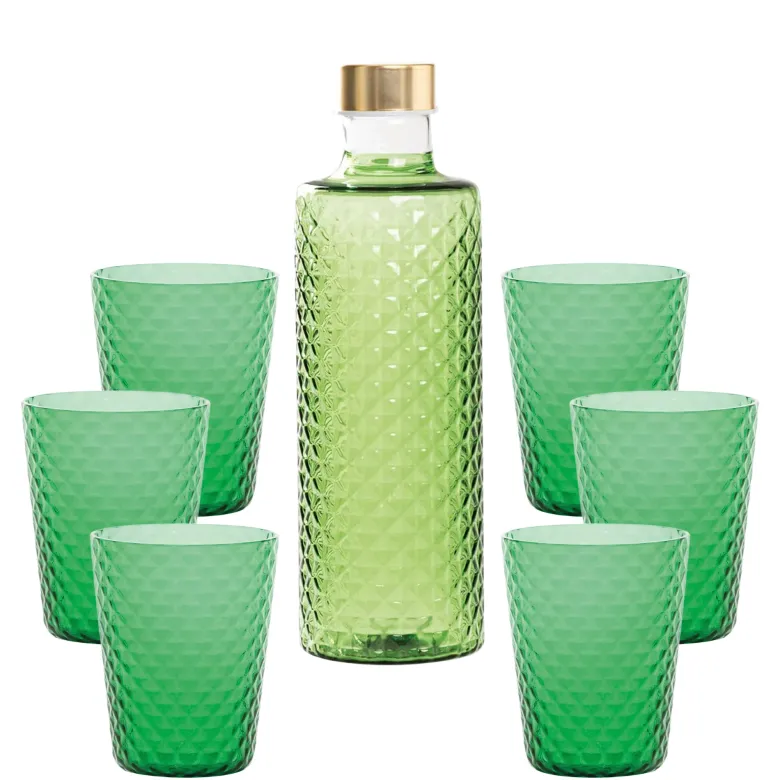 Zafferano Isolano Set Bicchieri e Bottiglia In Vetro Borosilicato - Set 7 Pz