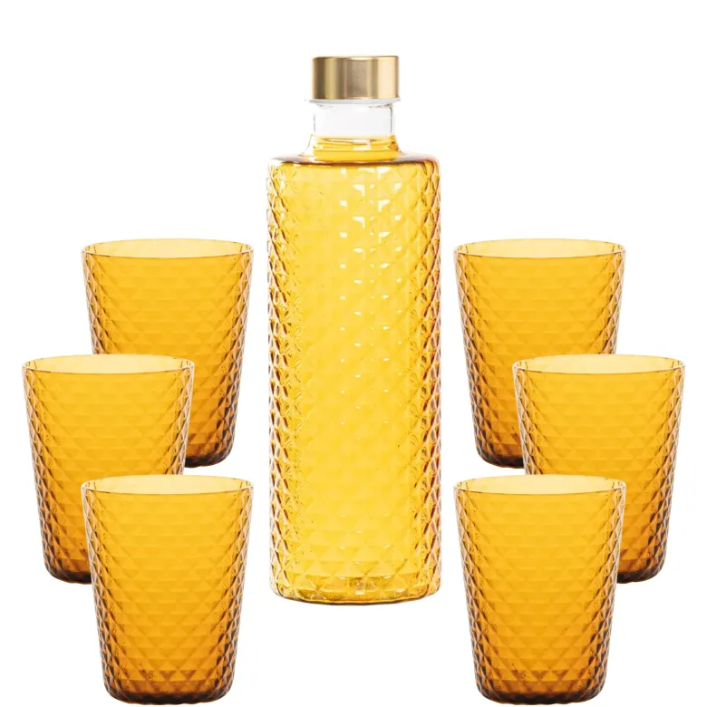 Zafferano Isolano Set Bicchieri e Bottiglia In Vetro Borosilicato - Set 7 Pz
