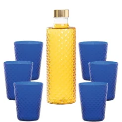 Zafferano Isolano Set Bicchieri e Bottiglia In Vetro Borosilicato - Set 7 Pz
