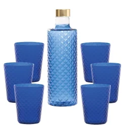 Zafferano Isolano Set Bicchieri e Bottiglia In Vetro Borosilicato - Set 7 Pz