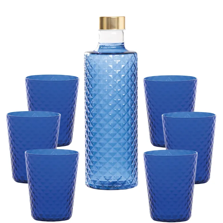 Zafferano Isolano Set Bicchieri e Bottiglia In Vetro Borosilicato - Set 7 Pz