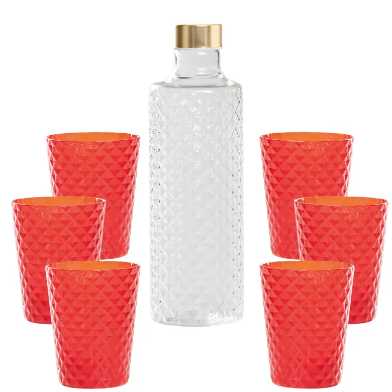 Zafferano Isolano Set Bicchieri e Bottiglia In Vetro Borosilicato - Set 7 Pz