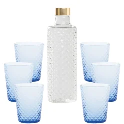 Zafferano Isolano Set Bicchieri e Bottiglia In Vetro Borosilicato - Set 7 Pz