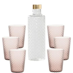 Zafferano Isolano Set Bicchieri e Bottiglia In Vetro Borosilicato - Set 7 Pz