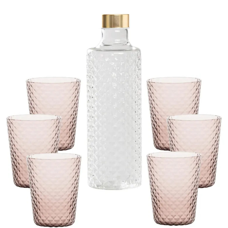 Zafferano Isolano Set Bicchieri e Bottiglia In Vetro Borosilicato - Set 7 Pz