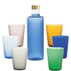 Zafferano Isolano Set Bicchieri e Bottiglia In Vetro Borosilicato - Set 7 Pz