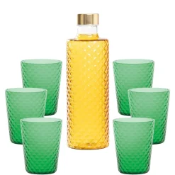 Zafferano Isolano Set Bicchieri e Bottiglia In Vetro Borosilicato - Set 7 Pz