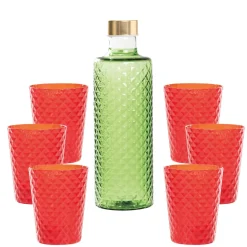 Zafferano Isolano Set Bicchieri e Bottiglia In Vetro Borosilicato - Set 7 Pz