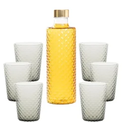Zafferano Isolano Set Bicchieri e Bottiglia In Vetro Borosilicato - Set 7 Pz