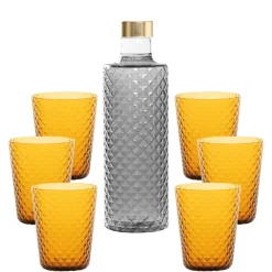 Zafferano Isolano Set Bicchieri e Bottiglia In Vetro Borosilicato - Set 7 Pz