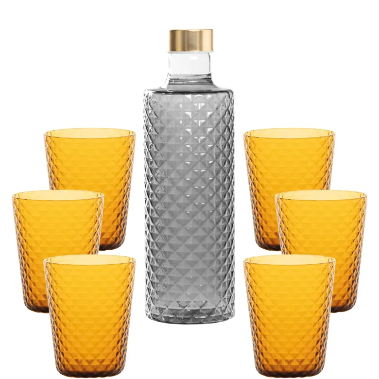 Zafferano Isolano Set Bicchieri e Bottiglia In Vetro Borosilicato - Set 7 Pz