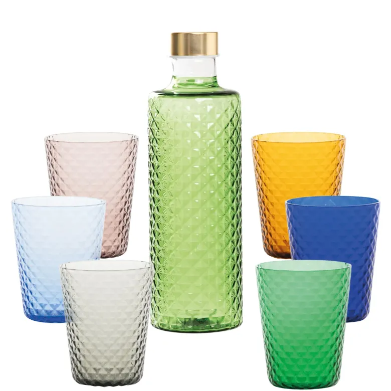 Zafferano Isolano Set Bicchieri e Bottiglia In Vetro Borosilicato - Set 7 Pz