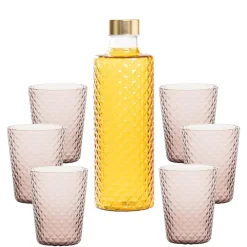 Zafferano Isolano Set Bicchieri e Bottiglia In Vetro Borosilicato - Set 7 Pz