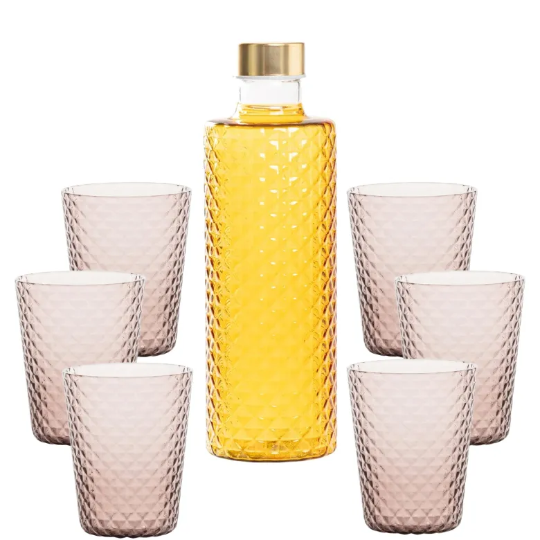 Zafferano Isolano Set Bicchieri e Bottiglia In Vetro Borosilicato - Set 7 Pz