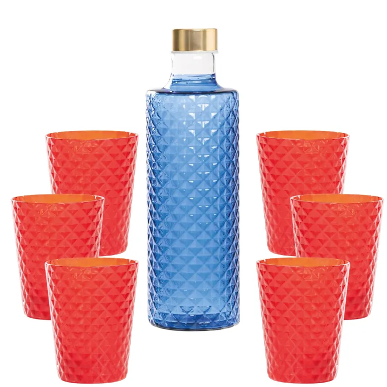 Zafferano Isolano Set Bicchieri e Bottiglia In Vetro Borosilicato - Set 7 Pz