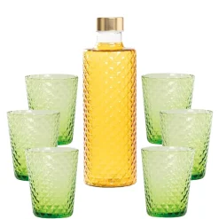 Zafferano Isolano Set Bicchieri e Bottiglia In Vetro Borosilicato - Set 7 Pz