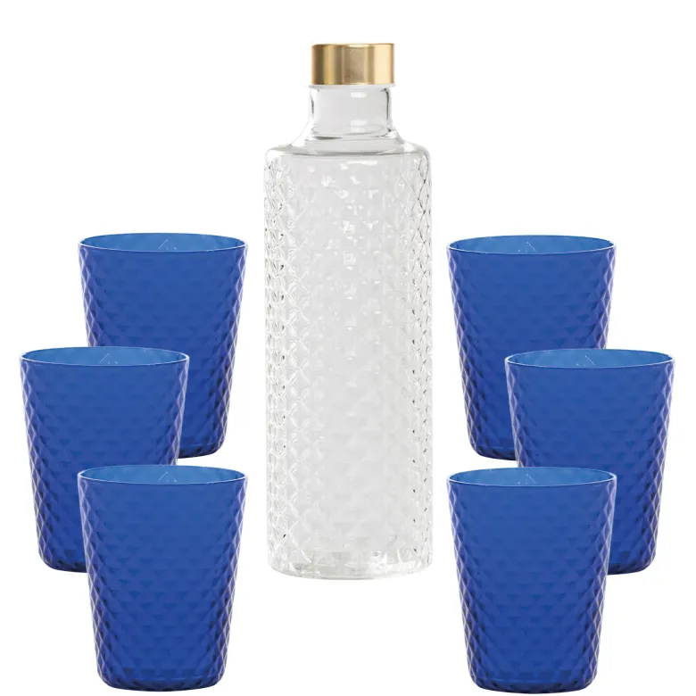 Zafferano Isolano Set Bicchieri e Bottiglia In Vetro Borosilicato - Set 7 Pz
