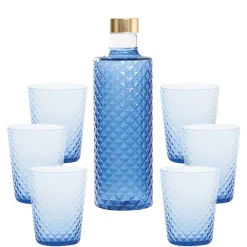 Zafferano Isolano Set Bicchieri e Bottiglia In Vetro Borosilicato - Set 7 Pz