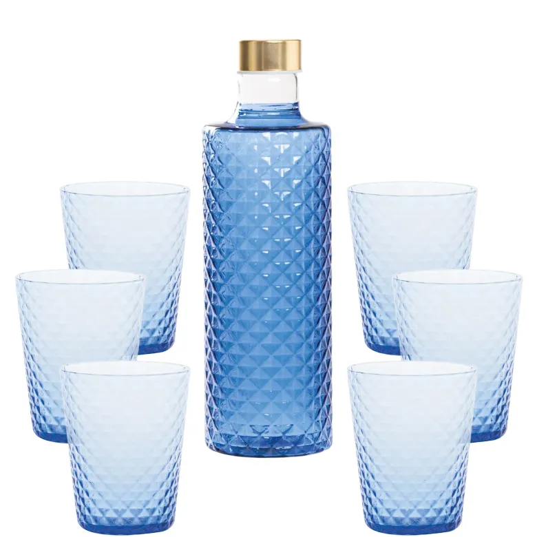 Zafferano Isolano Set Bicchieri e Bottiglia In Vetro Borosilicato - Set 7 Pz