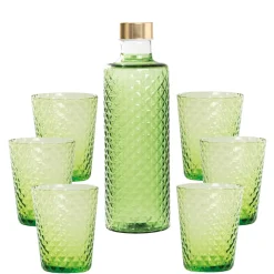 Zafferano Isolano Set Bicchieri e Bottiglia In Vetro Borosilicato - Set 7 Pz