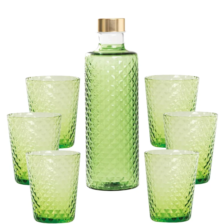 Zafferano Isolano Set Bicchieri e Bottiglia In Vetro Borosilicato - Set 7 Pz