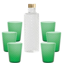 Zafferano Isolano Set Bicchieri e Bottiglia In Vetro Borosilicato - Set 7 Pz