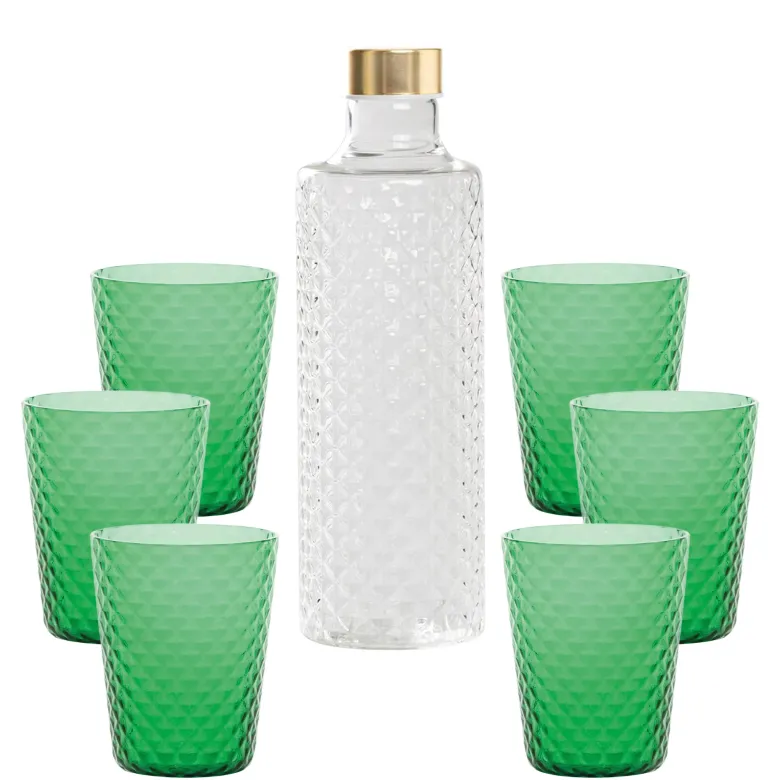 Zafferano Isolano Set Bicchieri e Bottiglia In Vetro Borosilicato - Set 7 Pz