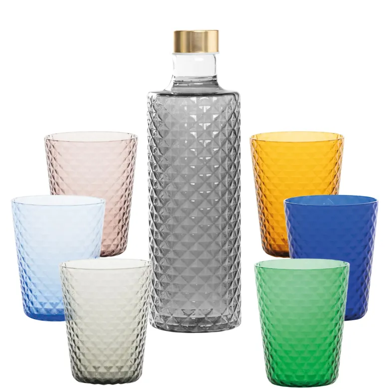 Zafferano Isolano Set Bicchieri e Bottiglia In Vetro Borosilicato - Set 7 Pz