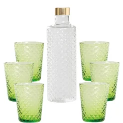 Zafferano Isolano Set Bicchieri e Bottiglia In Vetro Borosilicato - Set 7 Pz