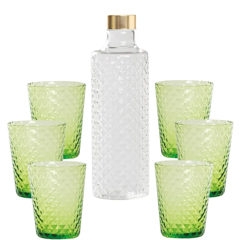 Zafferano Isolano Set Bicchieri e Bottiglia In Vetro Borosilicato - Set 7 Pz