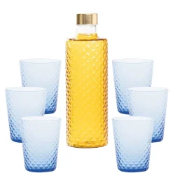 Zafferano Isolano Set Bicchieri e Bottiglia In Vetro Borosilicato - Set 7 Pz