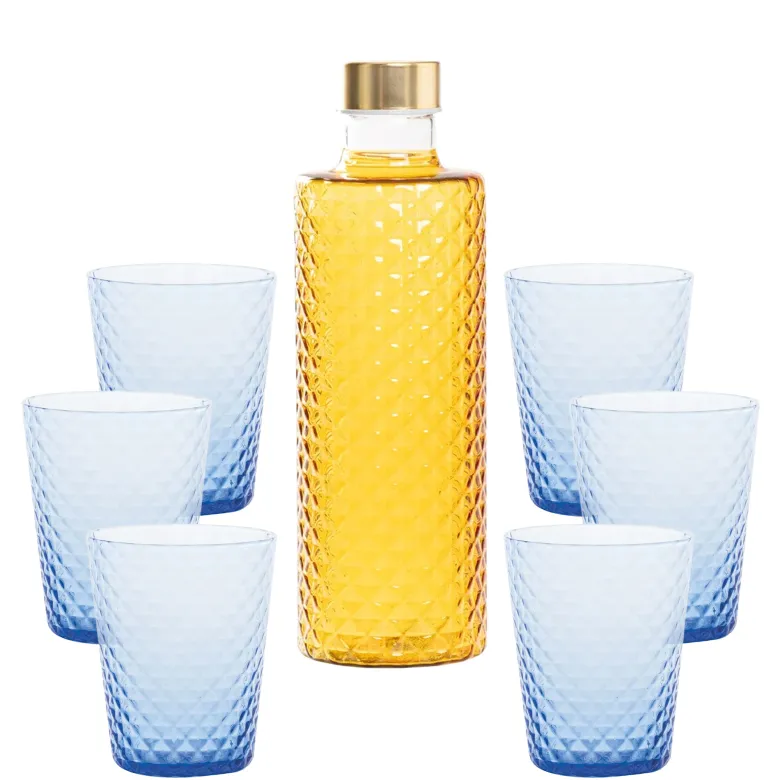 Zafferano Isolano Set Bicchieri e Bottiglia In Vetro Borosilicato - Set 7 Pz