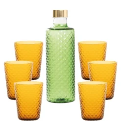 Zafferano Isolano Set Bicchieri e Bottiglia In Vetro Borosilicato - Set 7 Pz