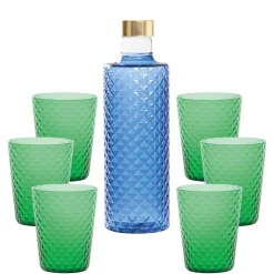 Zafferano Isolano Set Bicchieri e Bottiglia In Vetro Borosilicato - Set 7 Pz