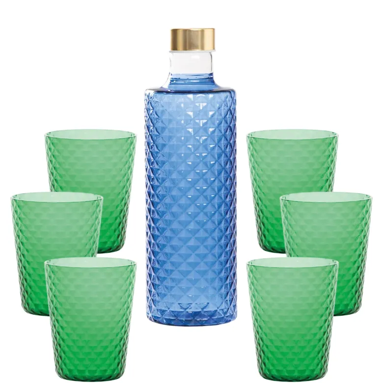 Zafferano Isolano Set Bicchieri e Bottiglia In Vetro Borosilicato - Set 7 Pz