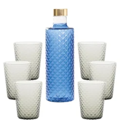 Zafferano Isolano Set Bicchieri e Bottiglia In Vetro Borosilicato - Set 7 Pz