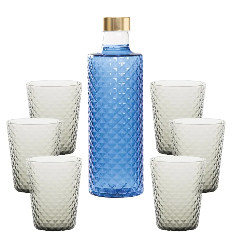 Zafferano Isolano Set Bicchieri e Bottiglia In Vetro Borosilicato - Set 7 Pz