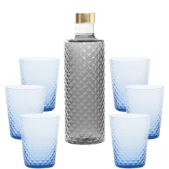 Zafferano Isolano Set Bicchieri e Bottiglia In Vetro Borosilicato - Set 7 Pz