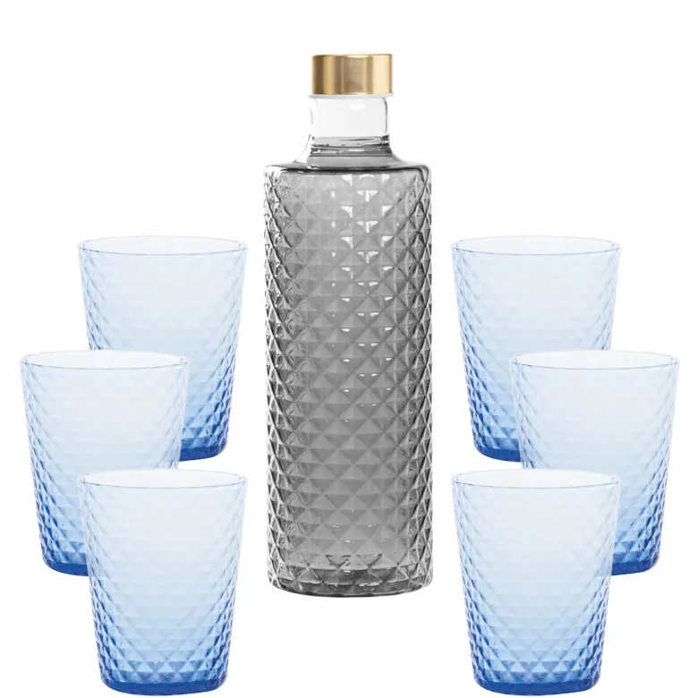 Zafferano Isolano Set Bicchieri e Bottiglia In Vetro Borosilicato - Set 7 Pz