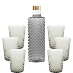 Zafferano Isolano Set Bicchieri e Bottiglia In Vetro Borosilicato - Set 7 Pz