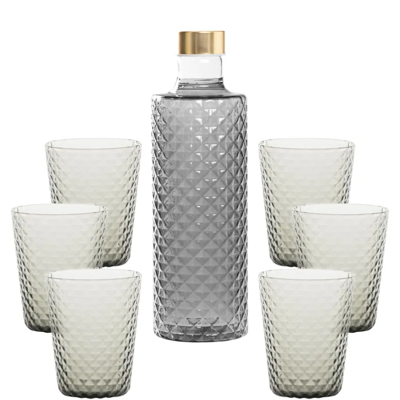 Zafferano Isolano Set Bicchieri e Bottiglia In Vetro Borosilicato - Set 7 Pz