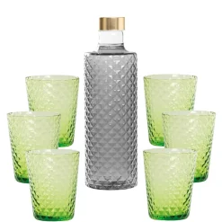 Zafferano Isolano Set Bicchieri e Bottiglia In Vetro Borosilicato - Set 7 Pz