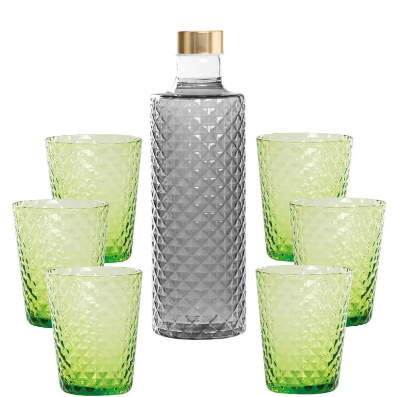 Zafferano Isolano Set Bicchieri e Bottiglia In Vetro Borosilicato - Set 7 Pz